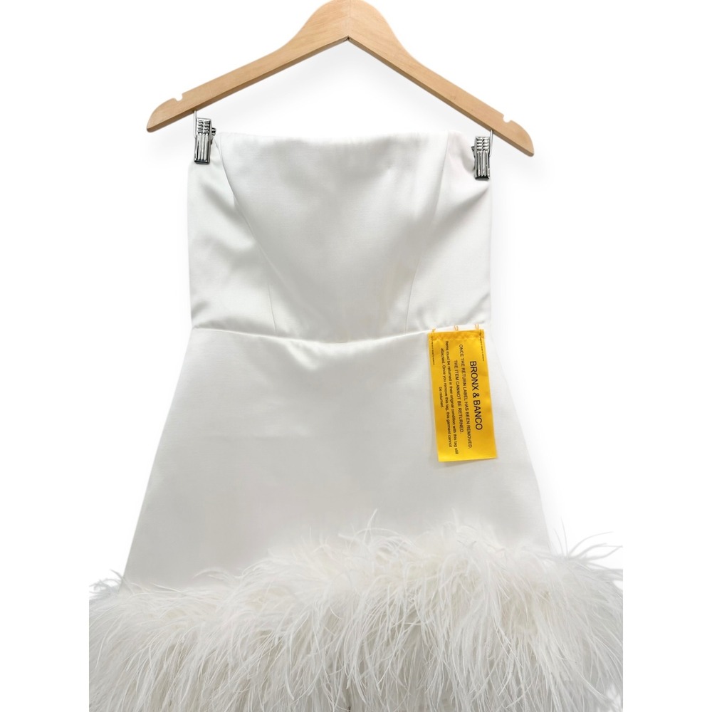 NWT Bronx and Banco Fiora Feather-Trimmed Strapless Mini Dress $950 - Size US 8 - Picture 7 of 13